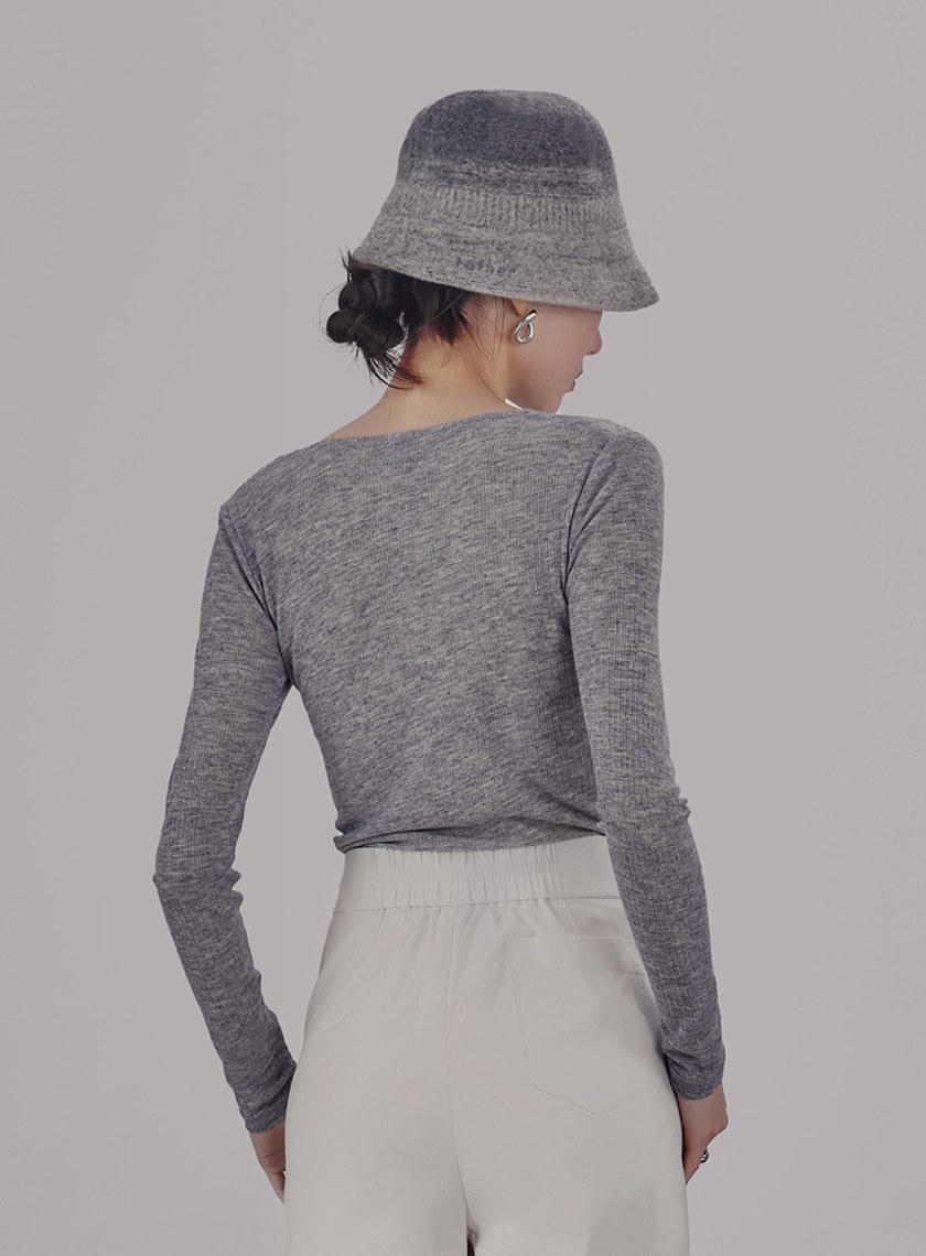 氣質扭結V領長袖上衣